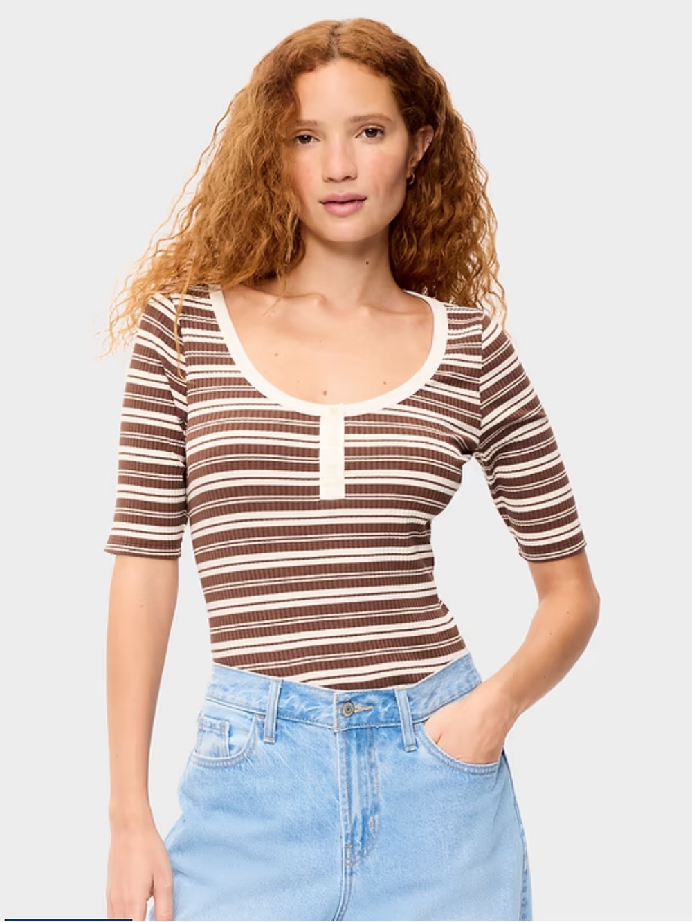OLD NAVY Fitted Scoop-Neck Henley T-Shirt NWT